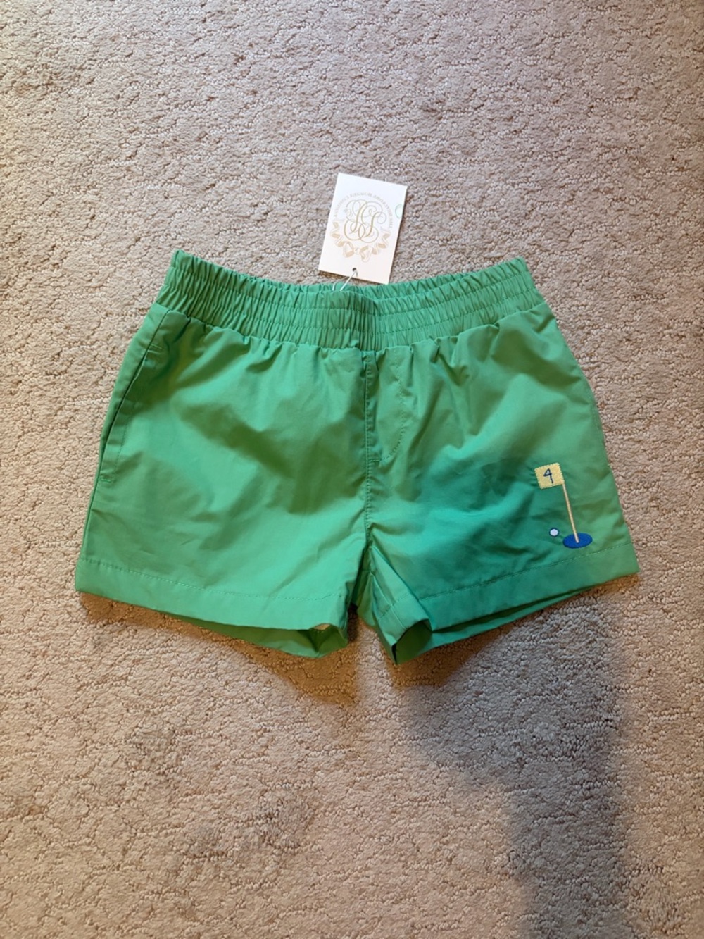 The Beaufort Bonnet Company Green Kids Golf Patch Shorts